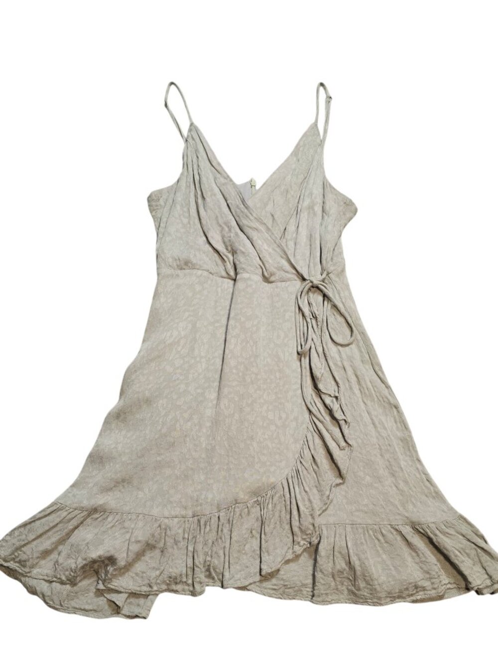 Altar’d State Women’s Pale Green Leopard Print Ruffle Mini Dress‎ M